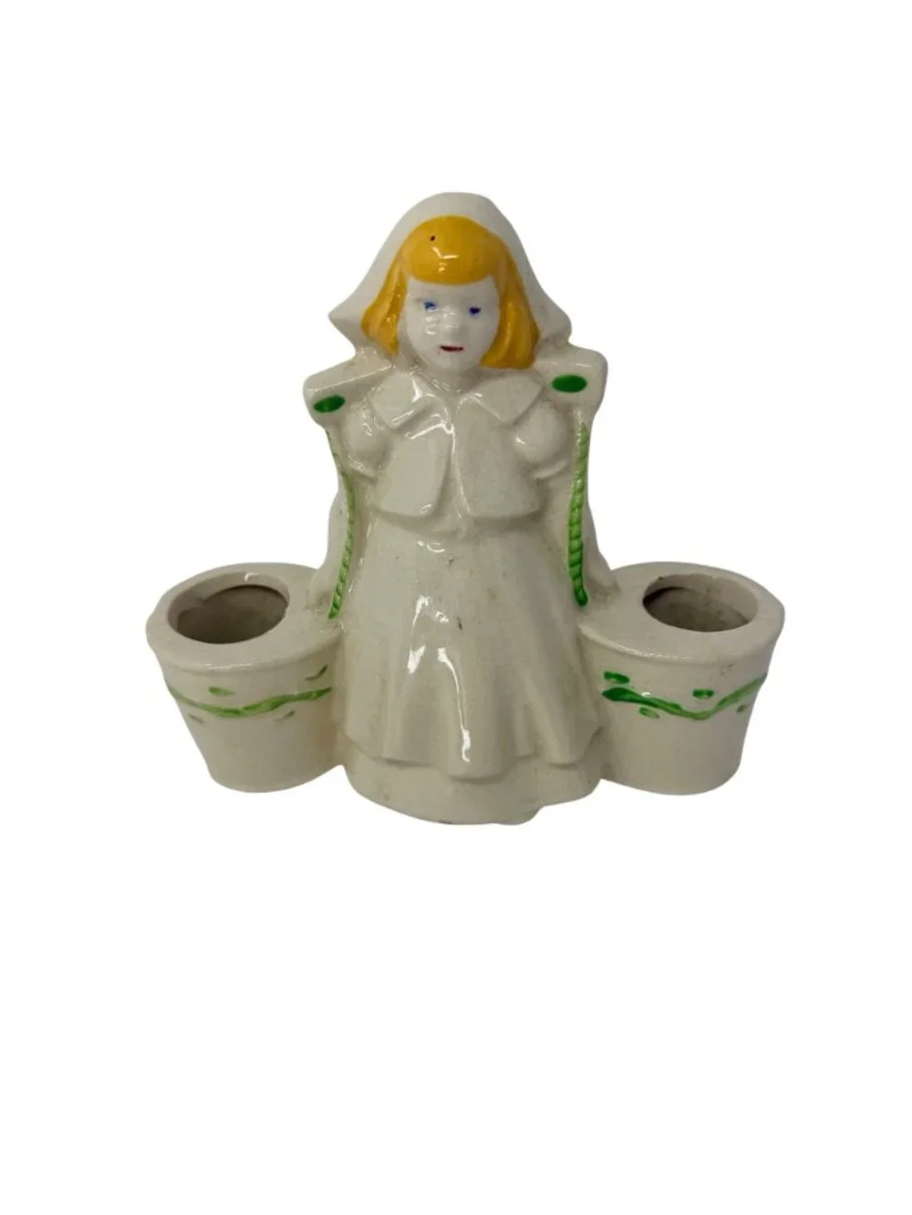 Vintage‎ 1940s Shawnee Pottery Ceramic Dutch Girl Double Planter Water Carrier